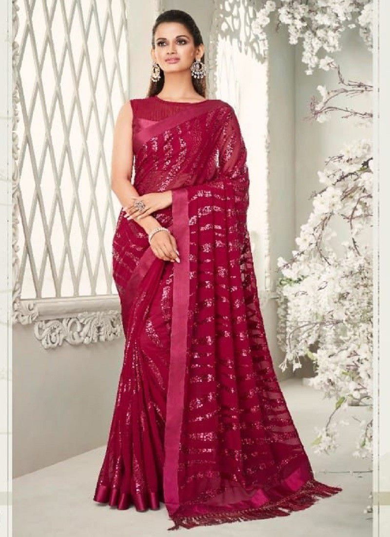 Rani Colour Sparkle Hit Design TFH New Latest Party Wear Soft Georgette Saree Collection 6401